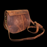 Genuine Leather Half Round Hand Bag - Vintage Brown