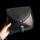 Genuine Leather Shoulder Hand Bag - Black