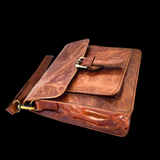 Genuine Leather Shoulder Bag - Vintage Brown