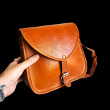 Genuine Leather Large Hand Bag - Brown