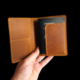 Genuine Leather Passport Holder / Travel Wallet - Tan