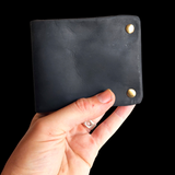Genuine Leather Rustic Studded Wallet - Black