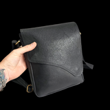 Genuine Leather Shoulder Bag - Black