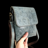 Genuine Leather Shoulder Bag - Light Blue