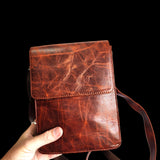 Genuine Leather Shoulder Bag - Vintage Brown