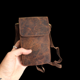 Genuine Leather Shoulder Bag - Vintage Brown