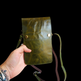 Genuine Leather Small Shoulder Bag - Vintage Green