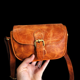 Genuine Leather Hand Bag - Brown
