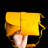 Genuine Leather Shoulder Hand Bag - Yellow