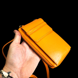 Genuine Leather Shoulder Purse - Orange