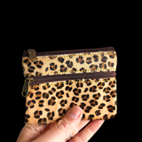 Genuine Leather & Cow Hair Coin Purse - Leopard