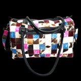 Genuine Leather & Cow Hair Duffle Bag - Patchwork Multicolor