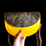 Genuine Leather & Cow Hair Hand Bag - Yellow Camo Patchwork