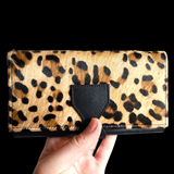 Genuine Leather &Cow Hair Purse - Black Leopard