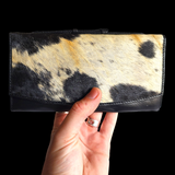Genuine Leather & Cow Hair Purse - Black & White