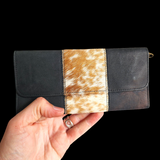 Genuine Leather & Cow Hair Purse - Black