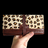 Genuine Leather & Cow Hair Purse - Brown Leopard