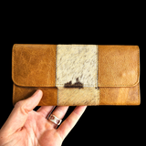 Genuine Leather & Cow Hair Purse - Tan