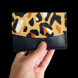 Genuine Leather & Cow Hair Wallet - Cheetah Black