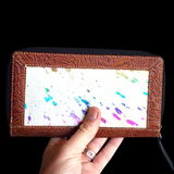 Genuine Leather & Cow Hair Purse - Color Splash Brown