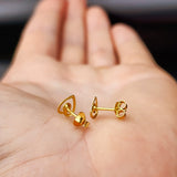 Solid 925 Sterling Silver Gold Lavender CZ Heart Stud Earrings