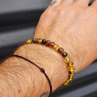 Natural Polished Green Amber Elastic Bracelet