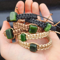 Greenstone Macrame Cube Bracelets