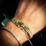 Nephrite Jade / Greenstone Cylinder Macrame Bracelet (TAN)