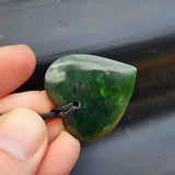 Natural Greenstone Heart Pendant Necklace