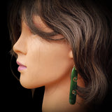 NZ Greenstone Pounamu Round Koru Drop Hanging Earrings