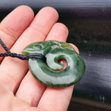 Natural Greenstone Manaia Koru Pendant Necklace