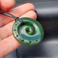 Greenstone Notched Koru Pendant Necklace