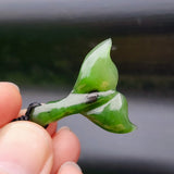 Natural Greenstone Whale Tail Pendant Necklace