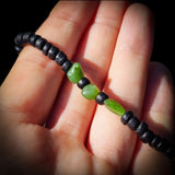 Nephrite Jade / Greenstone & Black Coconut Wood Bracelet