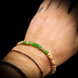 Nephrite Jade / Greenstone & Brown Coconut Wood Bracelet