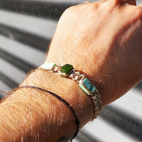 NZ Greenstone & Natural Turquoise Tan Macrame Bracelet