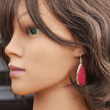 925 Sterling Silver & Natural Ruby Drop Handmade Hook Earrings