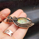 Handmade Copper & Natural Labradorite Wire Wrap Necklace