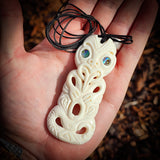 Hei Tiki Bone Carving Pendant Necklace - NZ Maori Inspired