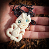 Hei Tiki Bone Carving Pendant Necklace - NZ Maori Inspired