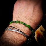 Irregular Shaped Nephrite Jade / Greenstone Elastic Bracelet