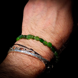 Irregular Shaped Nephrite Jade / Greenstone Elastic Bracelet