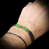 Irregular Shaped Nephrite Jade / Greenstone Macrame Bracelet