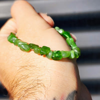 Irregular Shaped Greenstone Elastic Bracelet