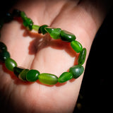 Irregular Shaped Nephrite Jade / Greenstone Elastic Bracelet