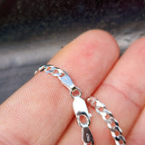 Solid 925 Italian Sterling Silver 3mm Curb Chain Necklace