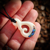 Koru Twist Bone Carving Pendant Necklace - NZ Maori Inspired