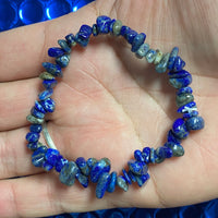 Natural Lapis Lazuli Chip Elastic Bracelet