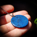 30mm Natural Lapis Lazuli Flat Disk Pendant Necklace