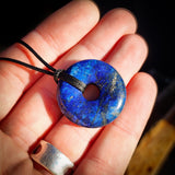 Natural Lapis Lazuli Donut Pendant Necklace